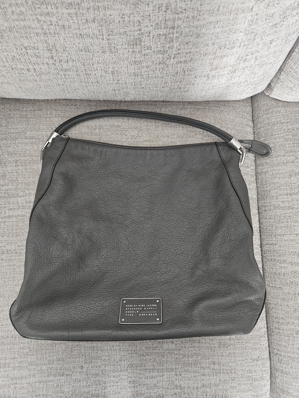 Marc by Marc Jacobs Slate Gray Pebbled Leather Hobo Shoulder Bag - Picture 9 of 12